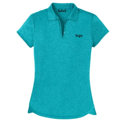 Женская рубашка-поло с короткими рукавами из влагоотводящего спортивного полиэстера для гольфа с индивидуальным принтом логотипа.